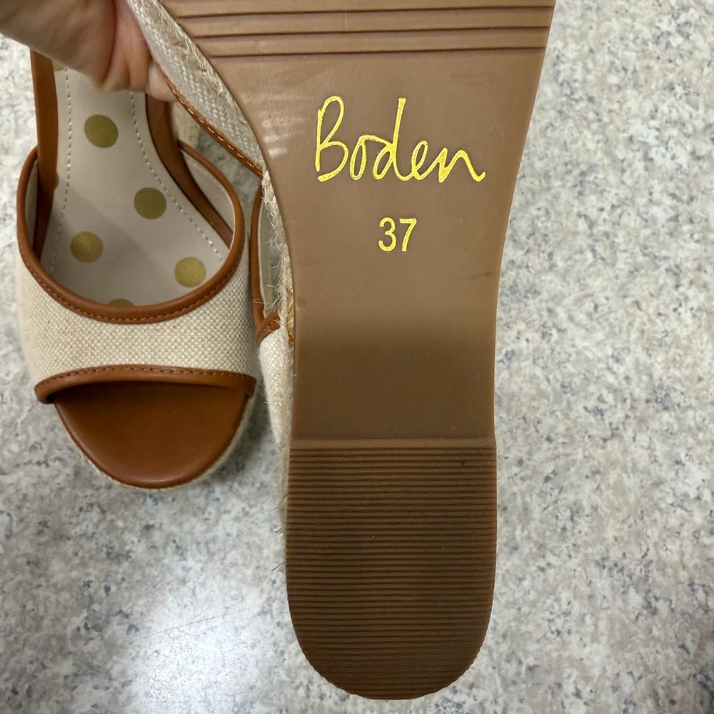 🌼 Boden Cream and Tan Espadrille Wedge Sandals - Picture 6 of 6